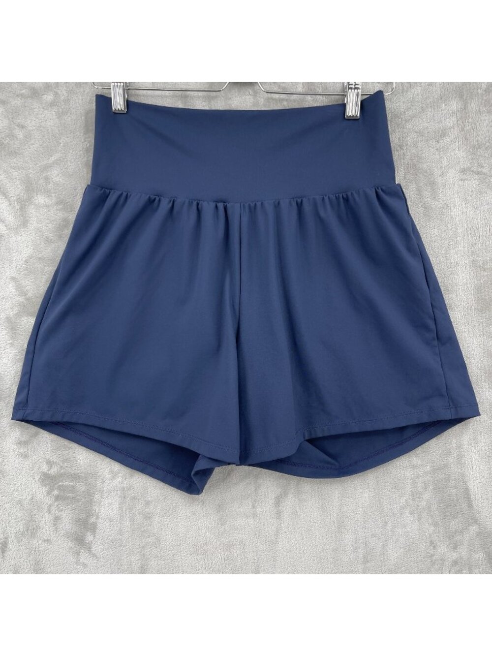 Halara Size L Long Softlyzero Airy Super High Waisted Active Yoga Shorts Blue